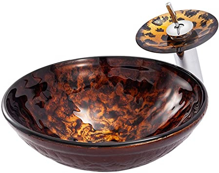 GJPDPZ Bathoom Sink Bathroom Sinks Washbasin Tempered Glass Sink Hand-Painted Countertop Washbasin Bathroom Furniture Art Basin Bathroom Sinks,B-One Size