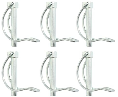 Pasador de seguridad, 11 x 65 mm, 6 unidades, pasador plegable galvanizado de acero para muelles, pasador de seguridad para remolques, máquinas, dispositivos y jardín