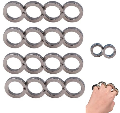 Faltbarer Fingerring, Zappelspielzeug für Erwachsene, 4-Finger-Trigger-Ring,Drehen & Verbinden, Stressabbau, Anti-Angst-Artikel,Doppelfunktion als Notfall-Glasschläger
