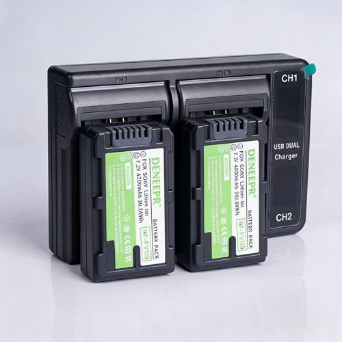 Lot de 2 Batteries NP-FV100A, compatibles avec Sony PXW-X70 FDR-AX33 FDR-AX40 FDR-AX45 FDR-AX53 FDR-AX60 HDR-PJ675 NEX-VG30 NP-FV70A