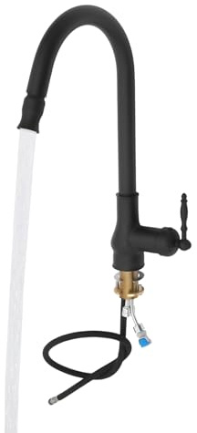 Wasserhahn Küche, Edelstahl Ausziehbarer Wasserhahn, Küchenarmatur mit Herausziehbarer Brause, Spültischarmatur mit Pull Down Sprayer und 60° Schwenkbar für Küchen, Bädern, Wäscherien (Schwarz)