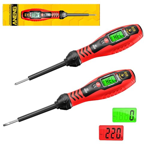 2 Stück Spannungsprüfer Schraubendreher, Dualbereich AC 30V-1000V/11V-450V, Berührungsloser Phasenprüfer mit LCD-Anzeige und Akustischem Alarm, Elektrisches Prüfwerkzeug, HaltepunktFinder