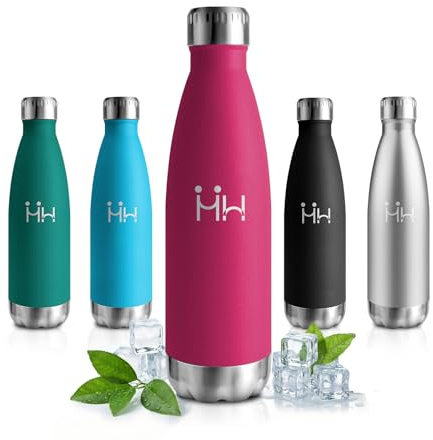 Borraccia Termica 500ml, Acciaio Inox Senza BPA, Doppia Parete a Prova di Perdite, Riutilizzabile Ideale per Bambini, Adulti, Scuola, Ufficio, Sport, Escursioni