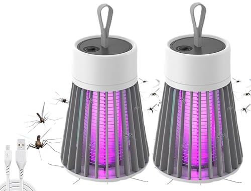 ZVD Lampe Anti-Moustiques 2026 – Tue-Moustiques Portable Rechargeable USB, Imperméable pour Intérieur et Extérieur, Idéal pour Maison, Camping et Pique-Nique (Gris-2PCS)