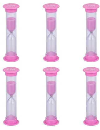 I-MART Toothbrush Timer, 6 Pack 2 Minute Sand Timer for Brushing Teeth, Games, Study, Classroom, Cooking & Time Management, Pink
