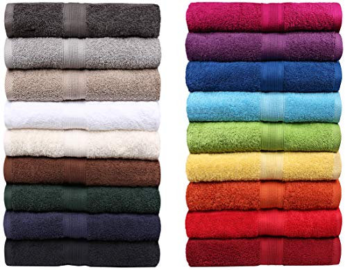 NatureMark Asciugamani in spugna, serie Premium cotone, 20 colori alla moda, in 8 diverse dimensioni: 80 x 200 cm, in spugna, colore: verde scuro