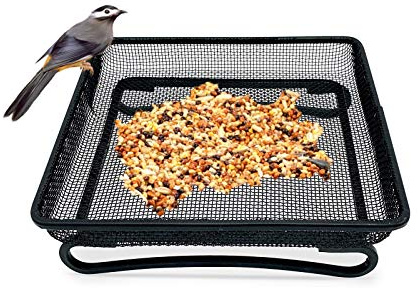 DYSHIPEN Futtertablett für Vögel auf dem Boden, Futterteller, für Vögel und Eichhörnchen, Futterteller, Metall, Gartenfutterteller, (Form 1)