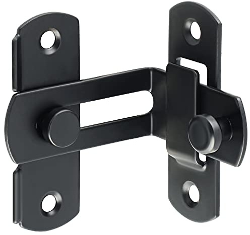 SAYAYO Schiebetür Schloss Türriegel Außen 90° Riegel Tür Edelstahl, Schwarz | Riegelschloss Türverriegelung Türriegel Innen, Schieberiegel Gartentor Riegel Schiebetür Verriegelung Door Lock Slide Latch