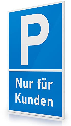 FLAGLY Parkplatzschild Kunden 30x20cm aus 3mm PVC Hartschaumplatte MADE IN GERMANY - stabiles Hinweisschild/Warnschild, wetterfest & UV-beständig