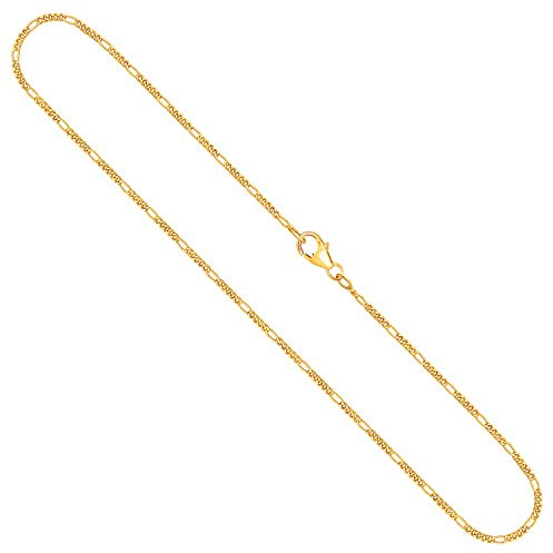 EDELIND Goldkette Damen Herren Halskette 1,5 mm Figarokette diamantiert 333, 375, 585 oder 750 aus Gelbgold, Echt Gold Kette, Goldkette mit Schmuck Geschenkbox
