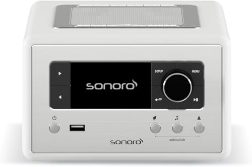 sonoro Relax Internetradio mit Bluetooth (Sleep-Timer, UKW, DAB Plus, WLAN, Spotify, Amazon, Deezer, Meditation) Radiowecker Weiß