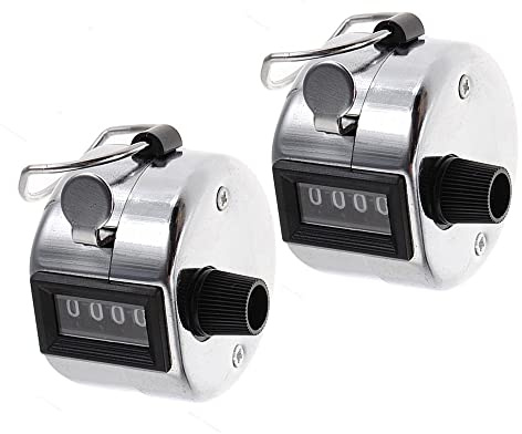 HREDZEO Handzähler Zähler,2 PCS 4-Stellige Zähler Klicker Fingerzähler Digital Zähler Klicker Zähler Klicker Counter Hand-Hlick-Zähler für Personenzähler Coaching Stricken Golf und Reihenzähler