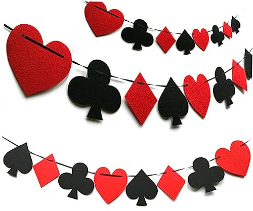 ibasenice Pokerbanner aus Filz Spielbanner Geburtstagsbanner 2m Lange Hängedekoration für Kartenclubs und Barparty 2 Stück