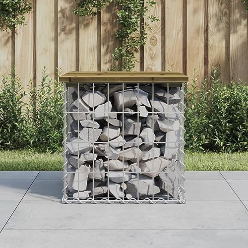Tidyard Gabione Gartenbank Steingabionen Steinkorb Gabionen Wand Drahtkorb Maue Gabionenkorb Steinkorb 43x44x42 cm Kiefernholz Imprägniert