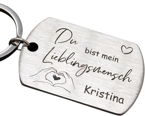 SMARTEON Schlüsselanhänger Lieblingsmensch mit Namen | Anhänger mit individueller Gravur | Schlüsselring personalisiert | Personalisierte Geschenke | Geschenk Freundin