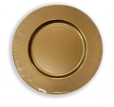BRANDANI 51034 1 bajoplato dorado cristal, cm d 32, luminoso color dorado, Navidad, lavado a mano