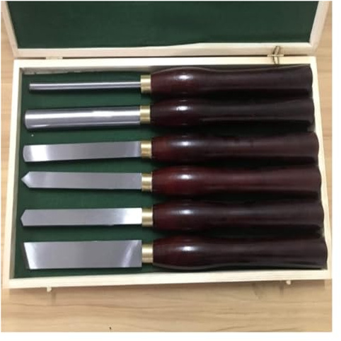 Wood Chisel Tool Set Lathe Chisel Set, Wood Turning Bowl Gouge Set with High Speed Steel Hardwood Handles and Reusable Wooden Storage Box(6pcs) Premium