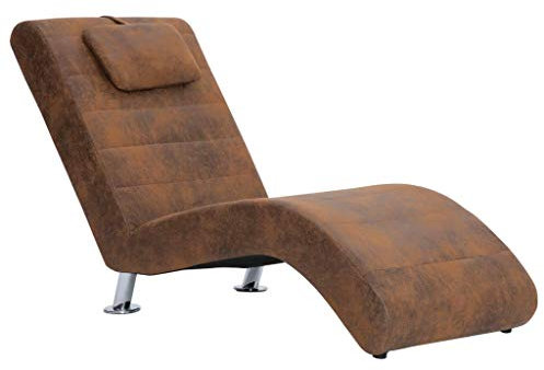 Tidyard Relaxliege mit Kissen-Chaiselongue 144 x 59 x 79 cm (B x T x H) Mit verzinkten Stahlbeinen- Relaxsessel fürs Wohnzimmer Moderne Recamiere mit Polyester-Holzrahmen und Bezug in Wildleder-Optik