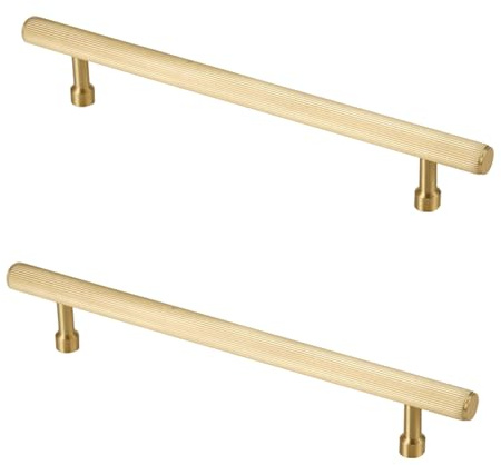 SZLXJMFL Möbelgriff Gold Vintage, 2 Stück Küchengriff Massive Messing | Gebürstet Oberfläche, Länge: 50-500 mm Bügelgriff, Schrankgriffe Mit Befestigungsschrauben-500mm/19.7in