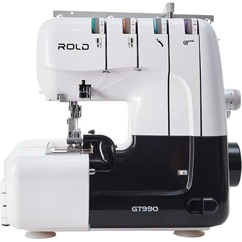 Rold GT990 Overlockmaschine – 12 Nähprogramme | Leise & leistungsstark | Inklusive Abfallbehälter & Fadenspannungssystem | Für alle Stoffarten