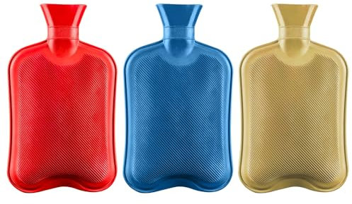 ZOPPER Hot Water Bottle 2 Liter - Natural Rubber Hot Water Bag for Back Pain, Neck Shoulder, Period Cramps Pain Relief, Secure & Leakproof Heating Pads (Any 1 Unit Random Colour Will Dispatch)