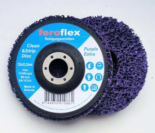 Feroflex Lot de 5 disques CSD, disques CSD 125 mm, disques abrasifs, disques de nettoyage, disques de nettoyage grossier, disques en tissu nylon, décapant de peinture, rouille pour meuleuse d'angle