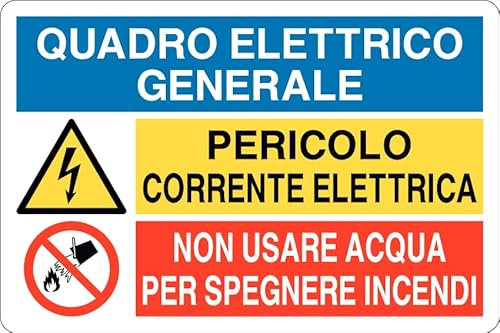 GLOBAL CARTELLO SEGNALETICO MULTI - QUADRO ELETTRICO GENERALE CORRENTE ELETTRICA... - Adesivo Extra Resistente, Pannello in Forex, Pannello In Alluminio (Adesivo, 10x15 cm)