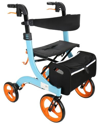 alluminio Rollator,deambulatore da esterno,deambulatore per anziani 4 ruote,deambulatore pieghevole per anziani,Seduta e Cestino pieghevole e leggero, con sedile A