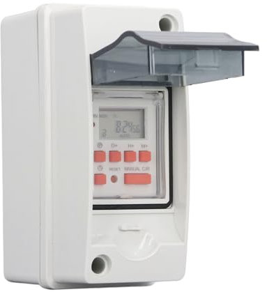 Pool Digital Time Switch, Digital LCD Display Time Switch Relay 7 Day Programmable Timer Switch with Waterproof Box, Pool Spa Pump Timer for Water Heater, Filters