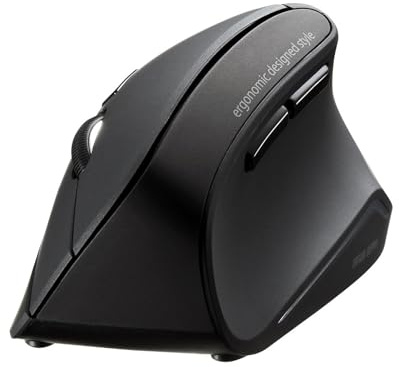 SANWA Souris Ergonomique sans Fil Bluetooth, clic Silencieux Souris Verticale Droitier, 3 Boutons Programmables, Réduit Les TMS, 800/1200/1600 DPI, pour PC, Ordinateurs, Portables, Mac, Windows, Noir