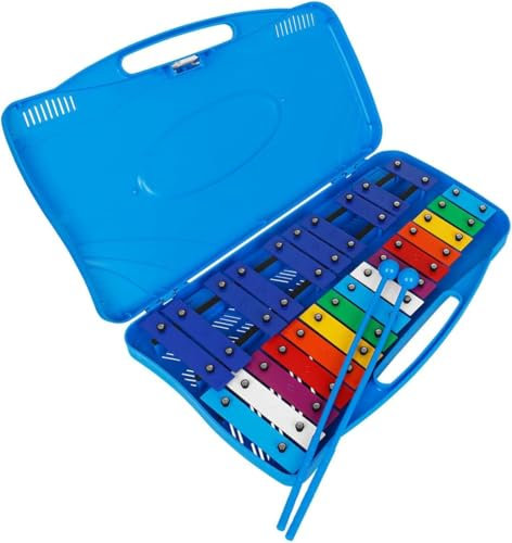 25 Note Chromatic Glockenspiel, Xylophon mit 25 Tönen Musikinstrument Geschenk Inklusive praktischem Tragekoffer und Schlägeln - Blau
