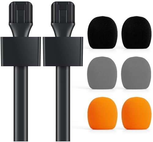 TONOR 2 Paquetes Mango Compatible con Micrófono dji Rode, Soporte micró Mano para Wireless GO, Dispositivo Mic Entrevista para Micro Inalambrico Solapa, Adaptador para Vlogs/Entrevista/Podcast, TP20