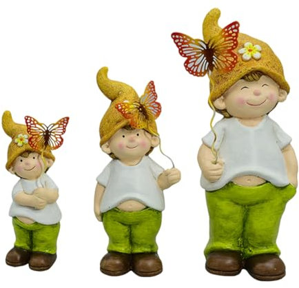CAXUSD 3stücke Gartenzwerg-Statue Aus Keramik Süße Gartenzwerg-Figur Gartendekor-Ornament Gartenfigur-Dekoration Für Außen Und Innenbereich