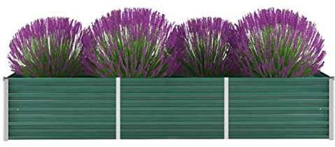 Xichuzi Garten-Hochbeet Verzinkter Stahl 240x80x45 cm Grün, Palettenrahmen, Hochteich, Gemüsebeet, Kräuterregal Balkon, Blumenbeet, Kräuterspirale, Tomatenbeet, Pflanzhochbeet - 44843