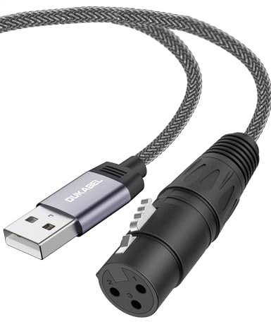 DuKabel XLR a USB adaptador USB macho a XLR hembra cable de micrófono para grabación, transmisión en directo, cable de micrófono USB con chip DAC para PC portátil – 1,8 metros