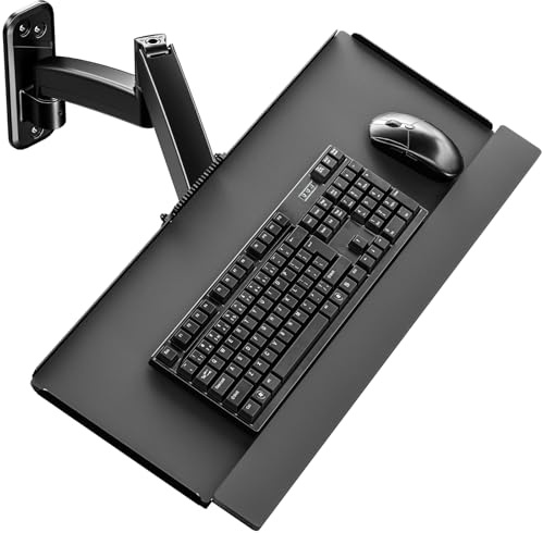 Support Mural pour Clavier, Plateau pivotant et Pliable, capacité de Charge de 9 kg, Transformation multidirectionnelle et Extensible, Noir