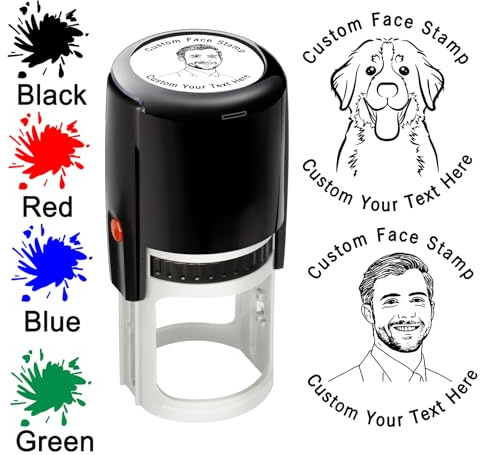 Individueller Foto-Gesichtsstempel, selbstfärbend, personalisierter Lehrerstempel mit Portrait und Text, für Schule, Büro, Geschäft, Gummistempel-Geschenk für Haustiere, Kinder, Freunde und Familie