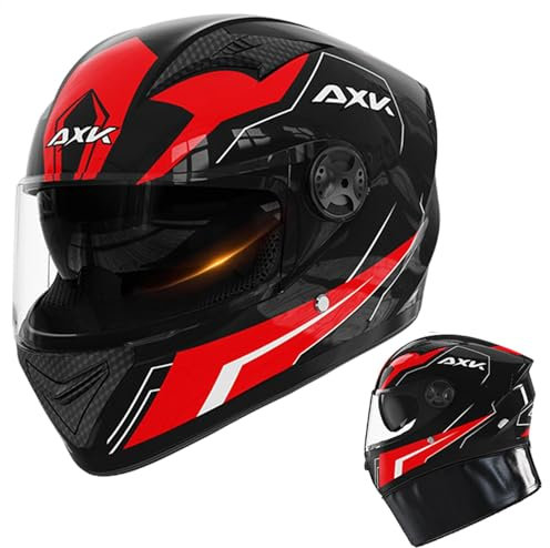 Sucritude Retro Integralhelm Motorrad, Motorradhelm Mit Sonnenblende, Integralhelm Mit Doppelvisier, Maximale Verkehrssicherheit, Robuster & Leiser Motorrad Helm, Für Damen Und Herren