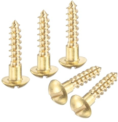 M METERXITY 20-Pack Wood Screws, M3.5 x 18mm Brass Slotted Round Head Self-Tapping Screw Indoor Fasteners for Woodworking/Furniture Repair/Industry/Gardening/DIY Crafts Decorative Screws