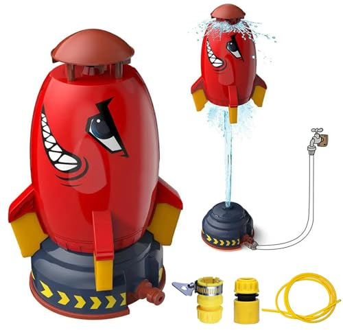 WREWING Rocket Water Sprinkler for Kids with 3M Hose - Hydraulic Launch & Spin Outdoor Toy, STEM Water Pressure Play Set for Summer Backyard Fun