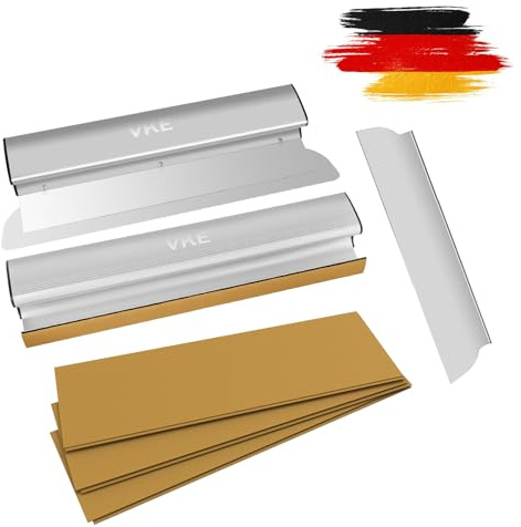 VKE Lijadora manual de Gran Superficie para Paredes, Bloque de Lijado Manual de Aluminio para Paneles de Yeso, Lija 2×P120, 2×P180, 2×P240, Llana para Alisar Paredes con Cuchillas de 0,35/0,5 mm