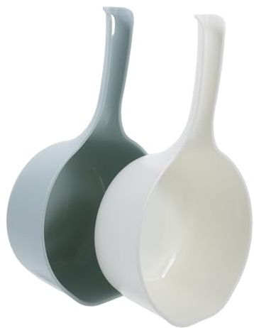 LAPYAPPE 2pcs Plastic Water Ladle and Bath Scoop Set, Large Capacity Kitchen and Bathroom Water Dippers, Sturdy Plastic Ladles for Plant Watering and Shower Use, White and Green