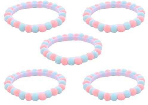 Set mit 5 weichen Plüsch-Katzenhalsbändern mit bunten Pompons für Katzen, Hunde, Geburtstagsparty, Katzen, Festivals, Haustierhalsbänder, Macaron-Farben