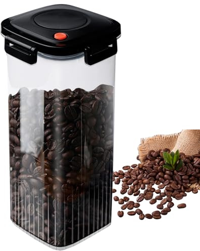 PORFOYO Lata de café de 1800 ml con tapa de vacío, hermética, lata de café acrílico, recipiente transparente para granos de café, recipiente para granos de café para cereales, dulces, cacao, té