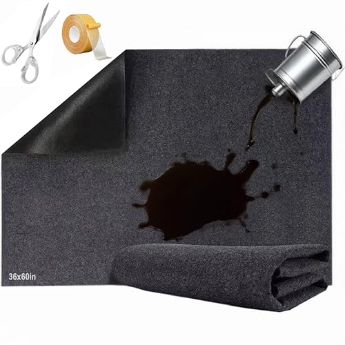 Oil Spill Mat (36x60),Garage Floor Mat for Under Car/Motorcycle,Premium Absorbent Oil Pad with Waterproof Backing, Reusable, Washable,Non Slip,Protects from Spill&Stain | with Extra Scissor and Tape