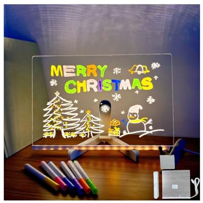 Lavagna con Messaggio LED con Colori, Lavagna da Disegno Luminoso, Lavagna da Disegno/Scrittura LED in Acrilico, Lavagna Magica Luminosa con Luce per Casa e Ufficio