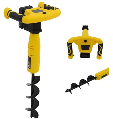 Mqwdxzfes Taladro inalámbrico con batería, 20 V, con batería de litio de 2000 mAh y motor de 350 W, taladro eléctrico de 7 N·m, para valla de jardín, plantas, taladro de césped, 550 rpm