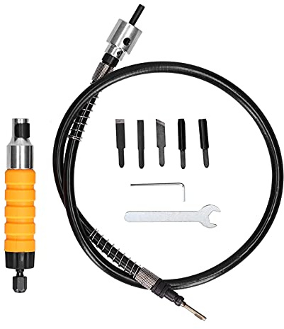 Respicefinem Elektrisches Holzmeißel-Schnitzwerkzeug, Hochgeschwindigkeits-Vibrations-Holzbearbeitungsset mit flexiblem Schaft, 5-Messer-Set und Schraubenschlüssel für effizientes