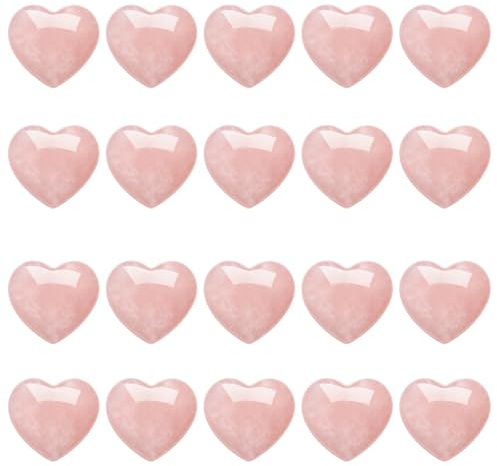 20 Pieces Rose Quartz Heart, 2cm Rose Quartz Crystals, Pink Love Gem Stones Set, Natural Stone Rose Quartz Heart, for Women Reiki Divination Balancing Yoga Crystal Gifts