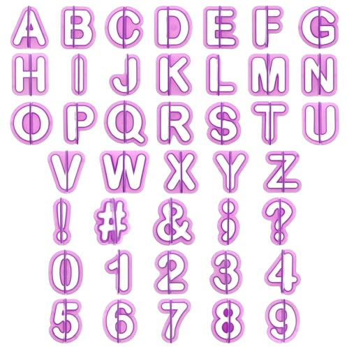 40 Pcs Alphabet Cookie Cutters and Number Cookie Cutters Set - A to Z & 0-9 Food Safe Plastic Letter Cutter for Fondant, Cookies, Pancakes | DIY Baking, Cake Decorating Tool Kit for Kids & Adults